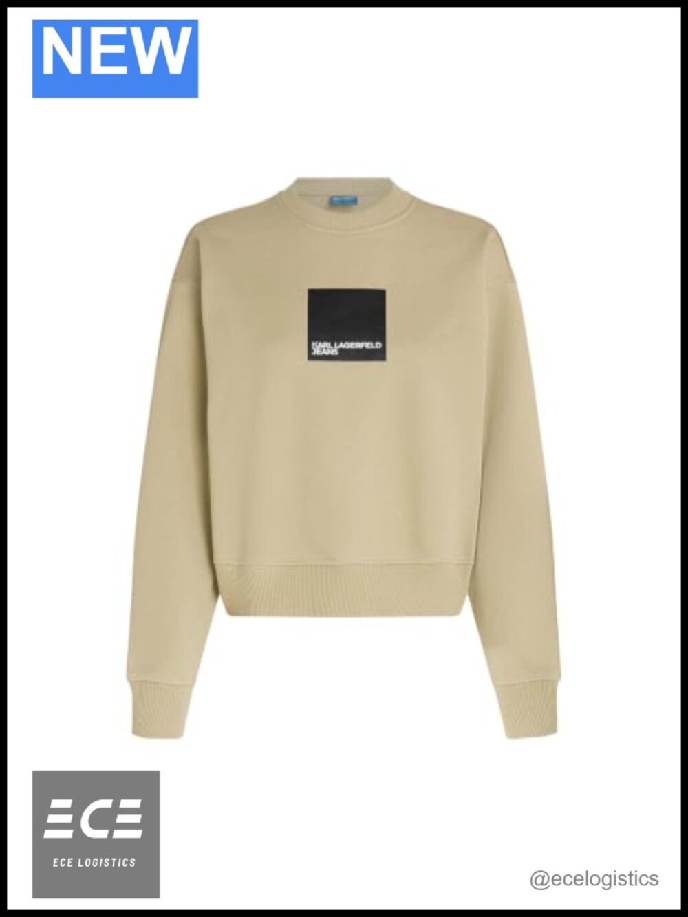 Cotton Crew Neck Box Logo Sweatshirt Pullover Regular Fit Casual